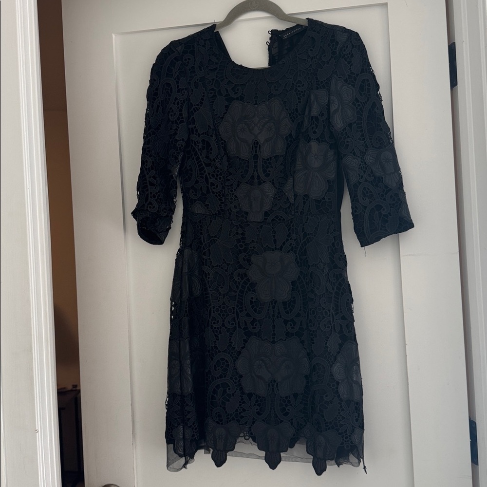 Zara Black Lace Overlay dress